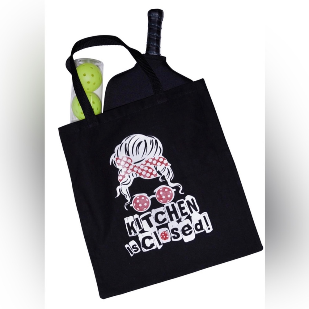 Pickleball Tote Bag & Paddle Cover Set with Fun Graphic “Kitchen is Closed” New